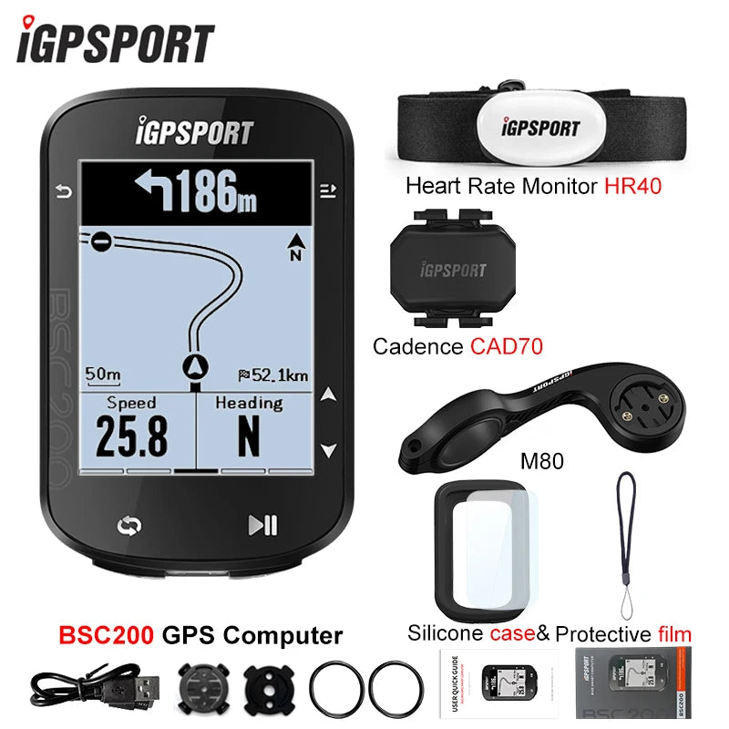 IGPSPORT BSC200 GPS Bicycle Computer Cycling Wireless Speedometer Route Navigation ANT+ Bluetooth 5.0 Accessories