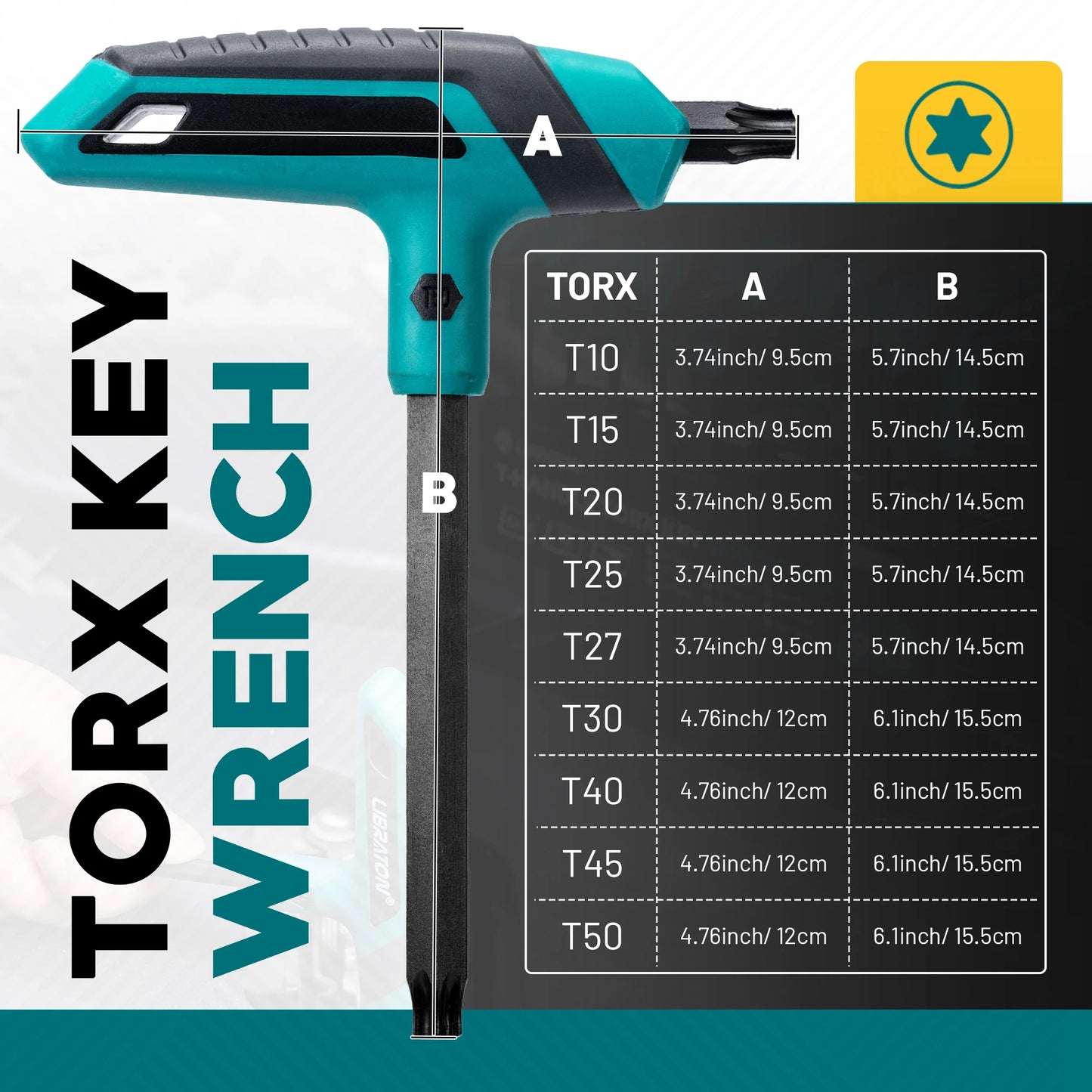 9PCS T-Handle Torx Wrench Set T10-T50 Two-Tip Design Torx Star Wrench DIY & Auto Bike Repair Tool with Storage Rack