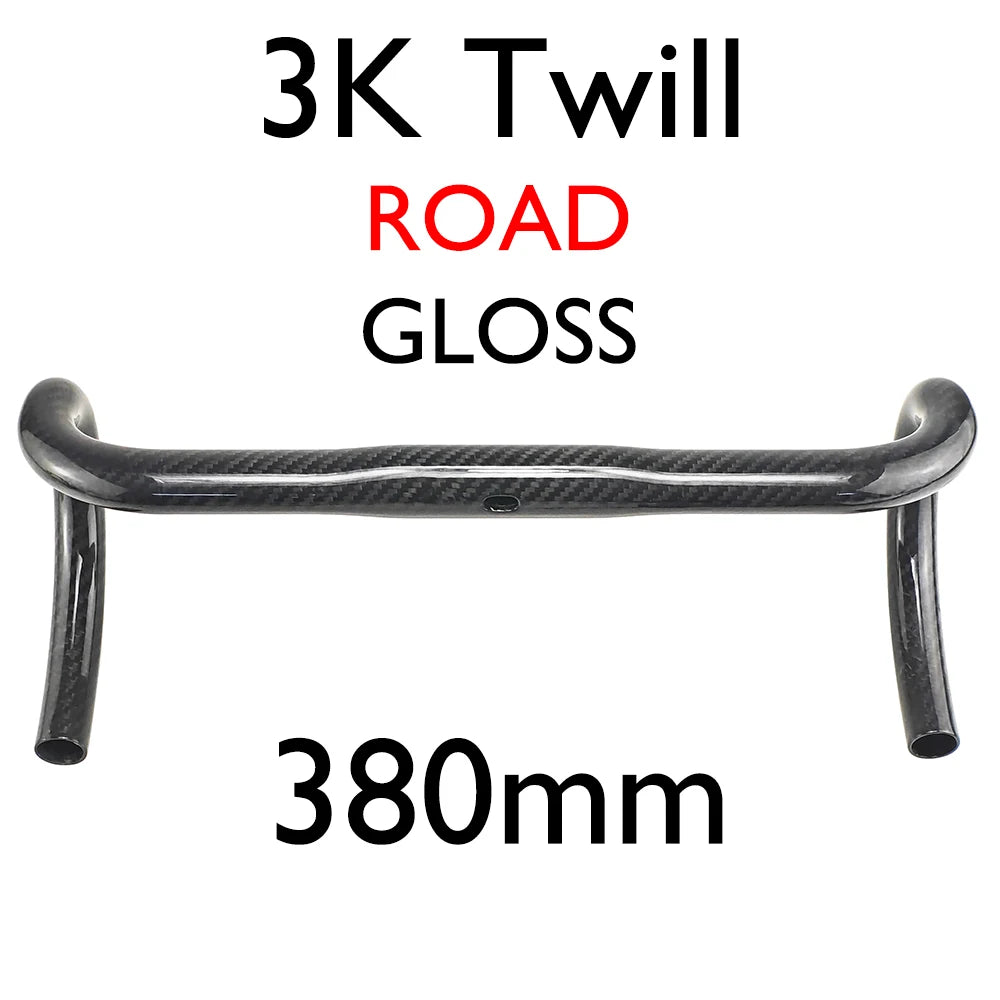 Carbon Fiber Road/Gravel Bike Handlebar, T800 Drop Bar, 380-440mm, 3K, UD