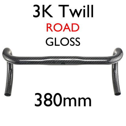 Carbon Fiber Road/Gravel Bike Handlebar, T800 Drop Bar, 380-440mm, 3K, UD