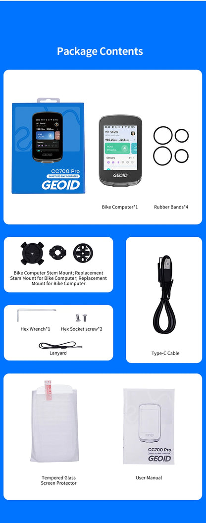 GEOID CC700 Pro Bicycle Computer 2.8-Inch Touchscreen GPS Bike Speedometer with Map Navigation