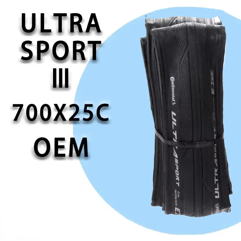 Continental 700x25C Ultra Sport 3  Original OEM Folding Bicycle Tire PureGrip Compound Black Foldable  Road Bike Tyre