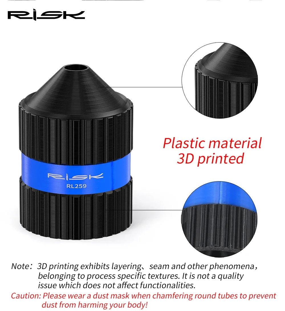 RISK Bicycle Fork Burr Charfer with Sandpaper Internal External Trimmer Bike Tube End Grinding Seatpost Grinder Chamfering Tools