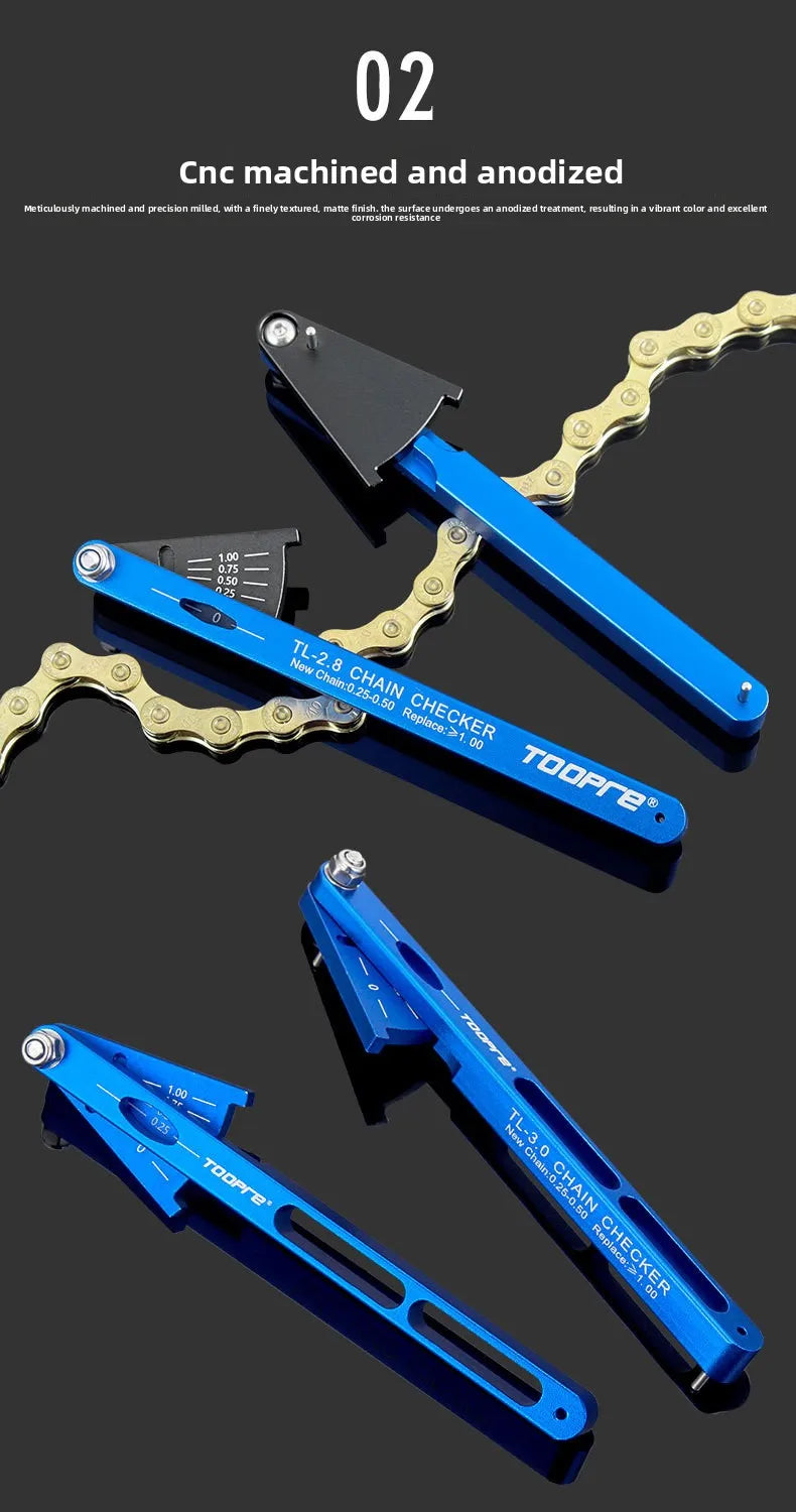 TOOPRE Bicycle Chain Measuring Device Wear Measuring Ruler Mountain Road Bicycle Chain Stretching Detection Tool
