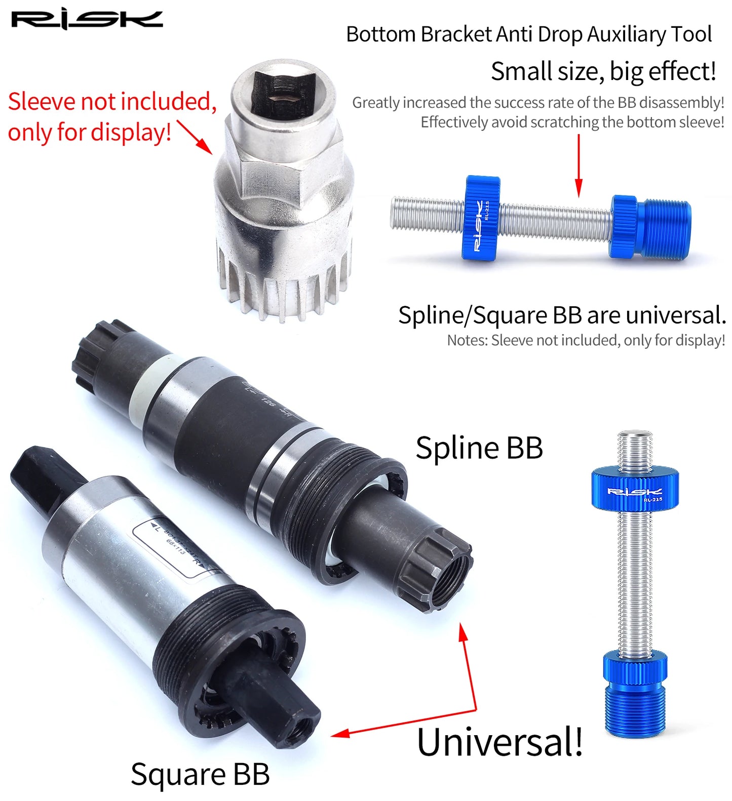 RISK RL215PRO Square & Spline BB Bottom Bracket Anti Drop Fixing Rod