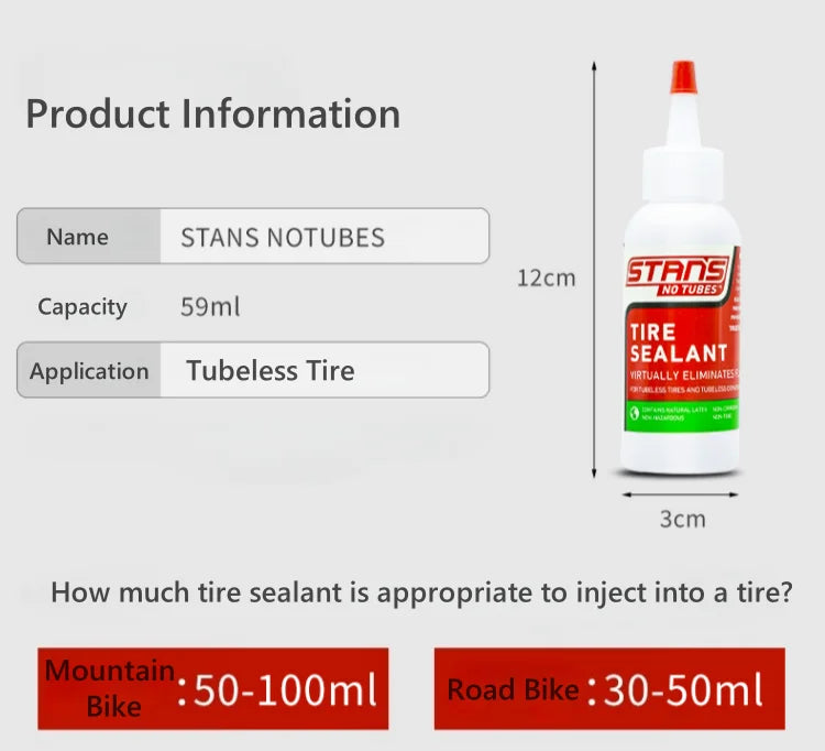 Stan’s NoTubes Tubeless Tire Sealant 2oz Fast Sealing Bike Puncture Repair Anti-Flat MTB Road Cycling