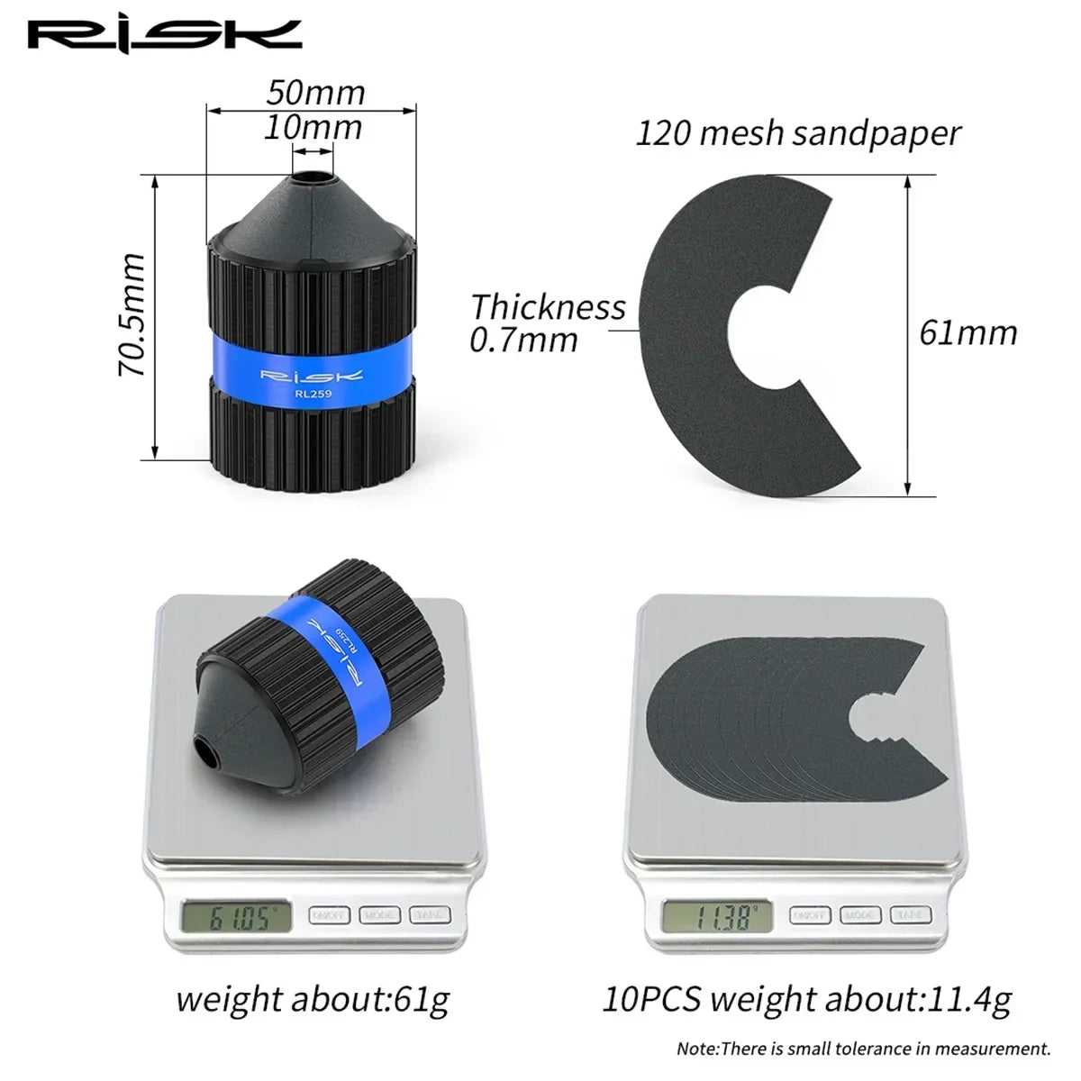 RISK Bicycle Fork Burr Charfer with Sandpaper Internal External Trimmer Bike Tube End Grinding Seatpost Grinder Chamfering Tools