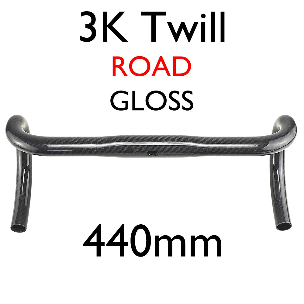 Carbon Fiber Road/Gravel Bike Handlebar, T800 Drop Bar, 380-440mm, 3K, UD