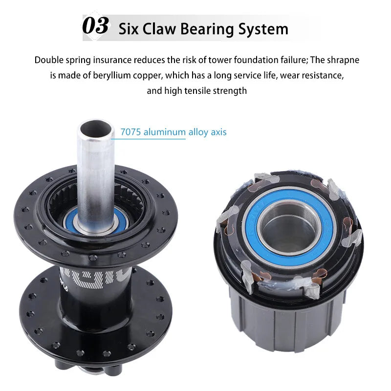 HASSNS  Hub 6-Pawl 72T QR 32H/36H 4-Sealed Bearings Disc Brake Freehub for 7-12 Speed Dirt Jump