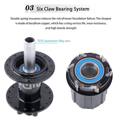 HASSNS  Hub 6-Pawl 72T QR 32H/36H 4-Sealed Bearings Disc Brake Freehub for 7-12 Speed Dirt Jump