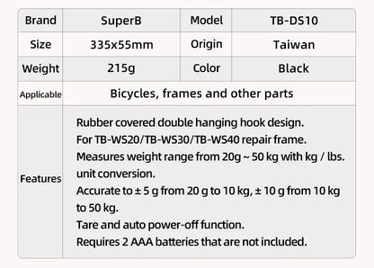 Super B 50Kg 10g Hanging LED Digital Scale Measure Max 50KG Electronic Scale Double Hook Design Easy to Operate for Bike Repair