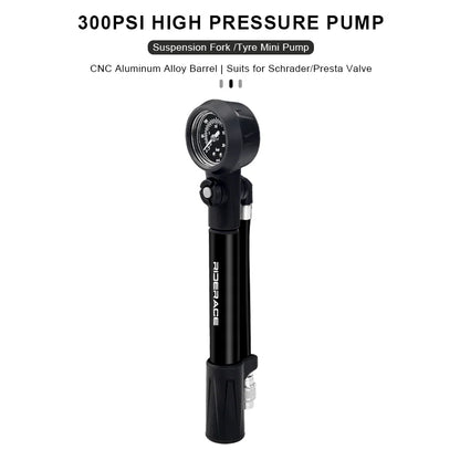 Shock Pump 300PSI Pressure With Gauge Bicycle