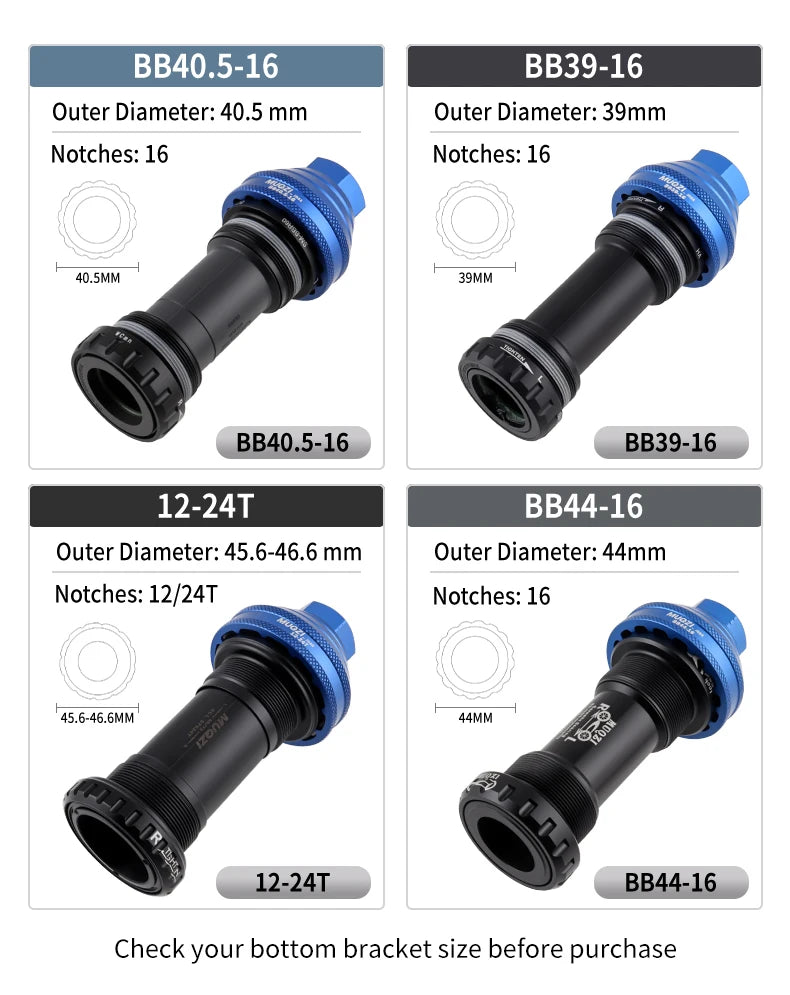 MUQZI Bottom Bracket Install Removal Tool 12/16-Notch Fits 39mm/40.5mm/44mm/45.6-46.6mm Outer Diameter BB Cups