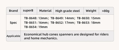 Super B Bicycle Tools Hub Cone Spanner 13-19mm