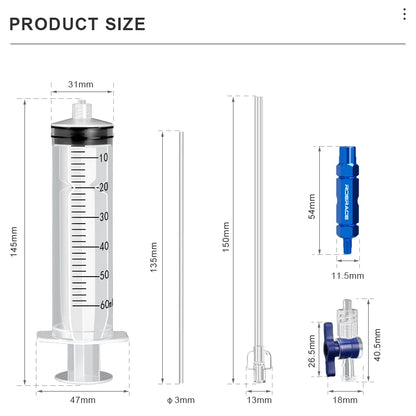 RIDERACE Bicycle Tubeless Tire Liquid Injection Tool 60ml Bike Tire Tubeless Sealant Injector Oil Mineral Change Repair Tools