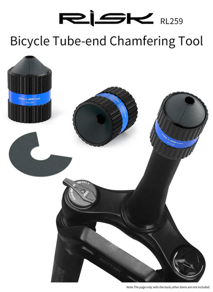 RISK Bicycle Fork Burr Charfer with Sandpaper Internal External Trimmer Bike Tube End Grinding Seatpost Grinder Chamfering Tools