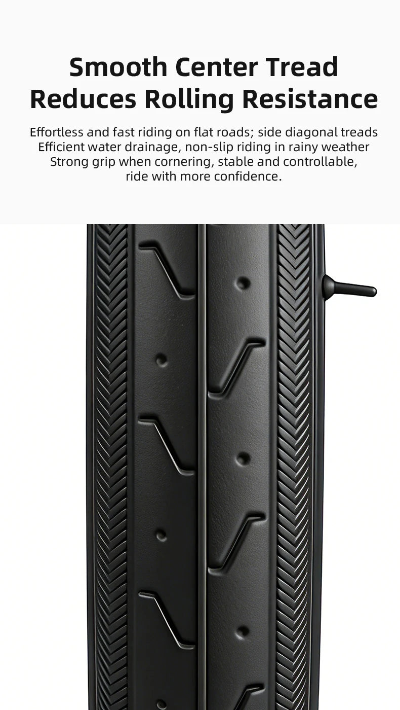 Road Bike High Performance Bicycle Tire Durable Foldable Tires with 60TPI Puncture Resistant for 700×23C Wheels