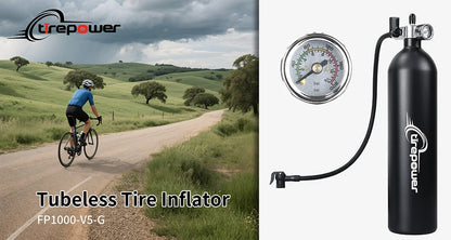 Tubeless Tire Inflator 1.2L Tubeless Bike Pump Max 200 PSI Tubeless Booster Compatible with Presta & Schrade Valves for Road MTB