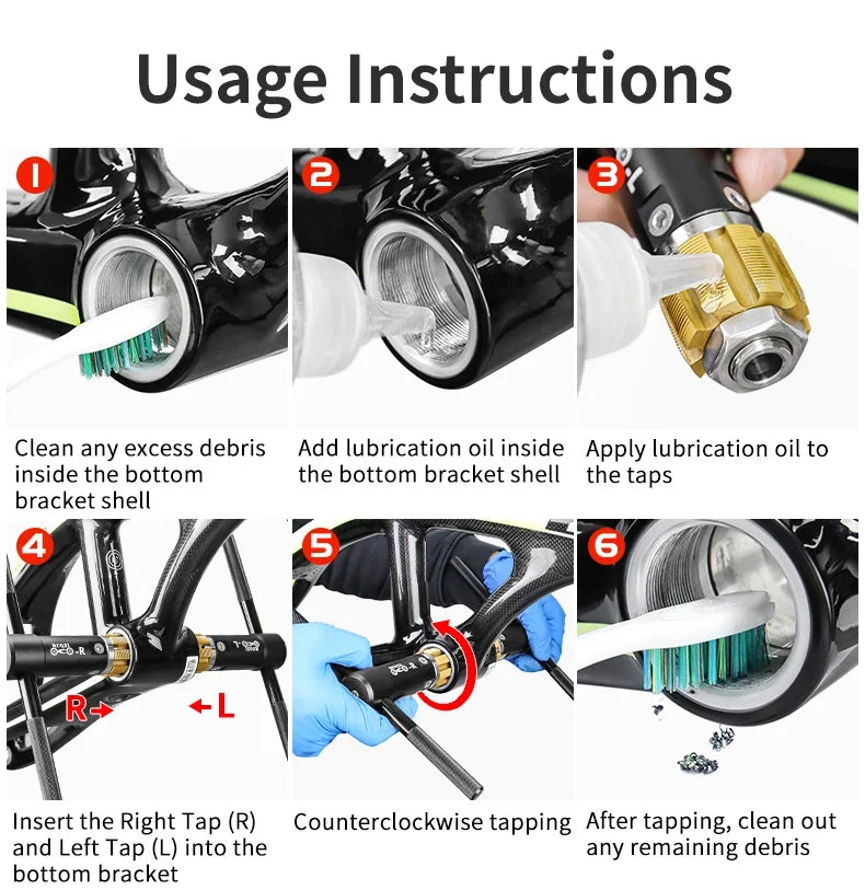Bottom Bracket Thread Tapping Tool MTB Road Bike BC 1.37 Bottom Bracket English Thread Repair Tap Bicycle Screw Tap