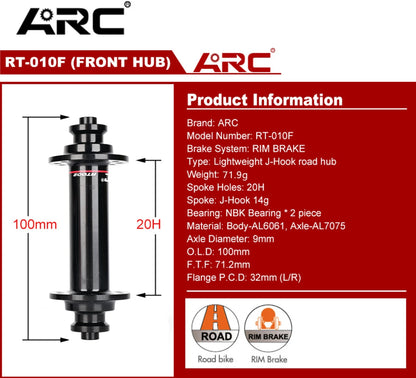 ARC Road Bike Hubs Rim Brake 4 Pawls 48 Clicks Front 100 Rear 130MM  20 24 Holes Ultralight 280g 8-11S