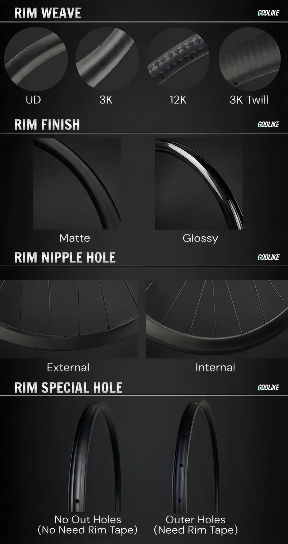 Carbon Wheel Rims 700c 25mm Wide Clincher Tubeless 40mm 55mm 60mm 80mm 88mm