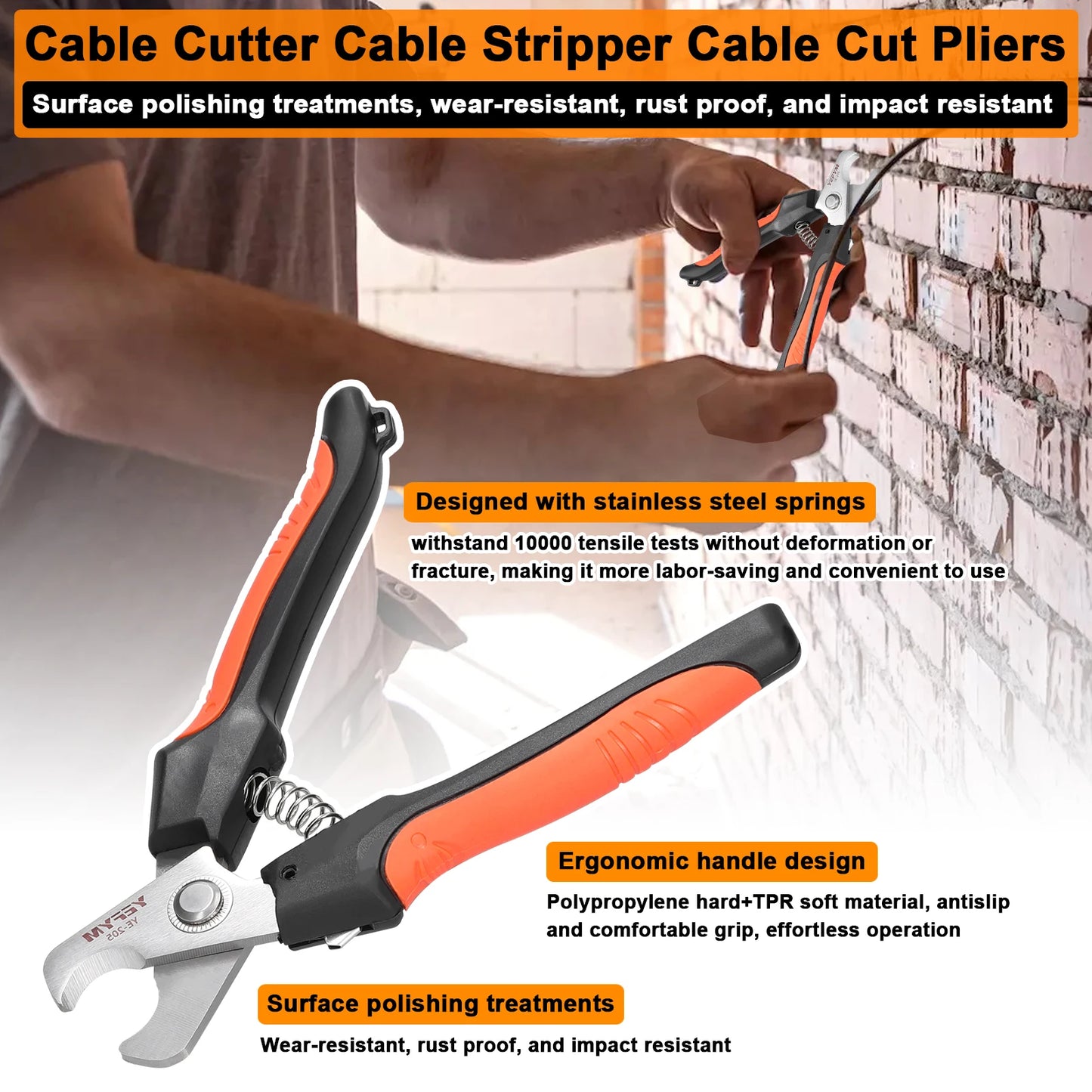 Cable Cutter Cable Stripper Cable Cut Pliers Electrician Wire Cutting Plier Portable Hand Tool Copper Wire Aluminum Wire Cutter