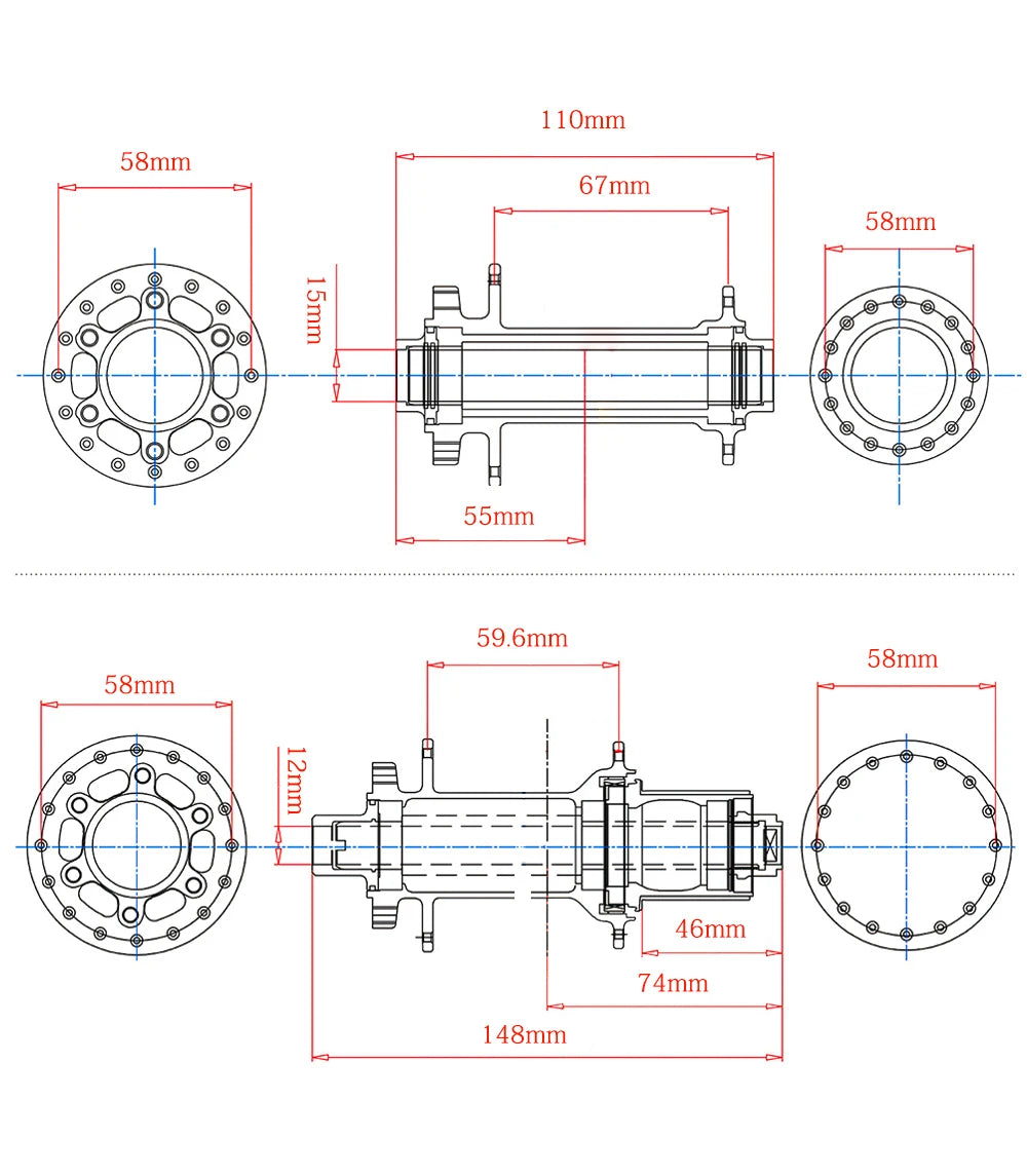 TANKE MTB BOOST 148 Bicycle Hubs 120 Click 6 Claws Bearing 32H 28H HG XD MS Disc Brake Micro Spline 8 9 10 11 12 Speed