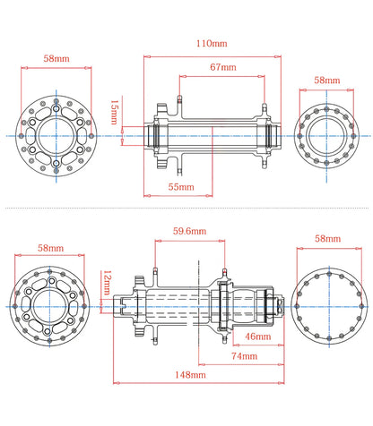 TANKE MTB BOOST 148 Bicycle Hubs 120 Click 6 Claws Bearing 32H 28H HG XD MS Disc Brake Micro Spline 8 9 10 11 12 Speed