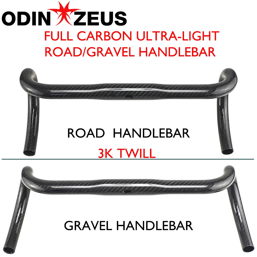 Carbon Fiber Road/Gravel Bike Handlebar, T800 Drop Bar, 380-440mm, 3K, UD