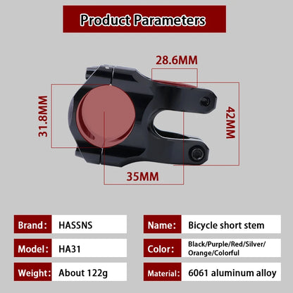 HASSNS HA31 Mountain Bike Stem 35mm 31.8mm