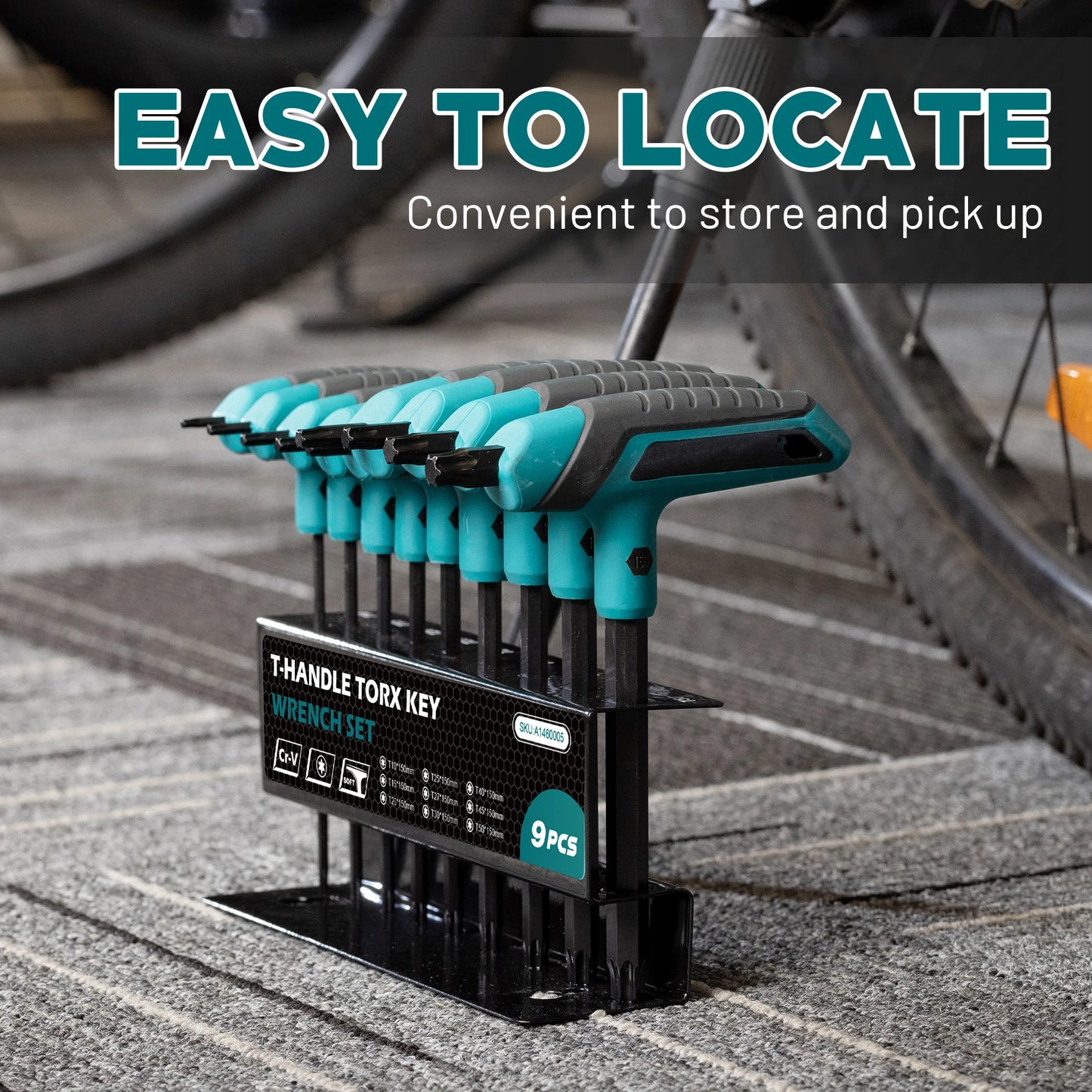 9PCS T-Handle Torx Wrench Set T10-T50 Two-Tip Design Torx Star Wrench DIY & Auto Bike Repair Tool with Storage Rack