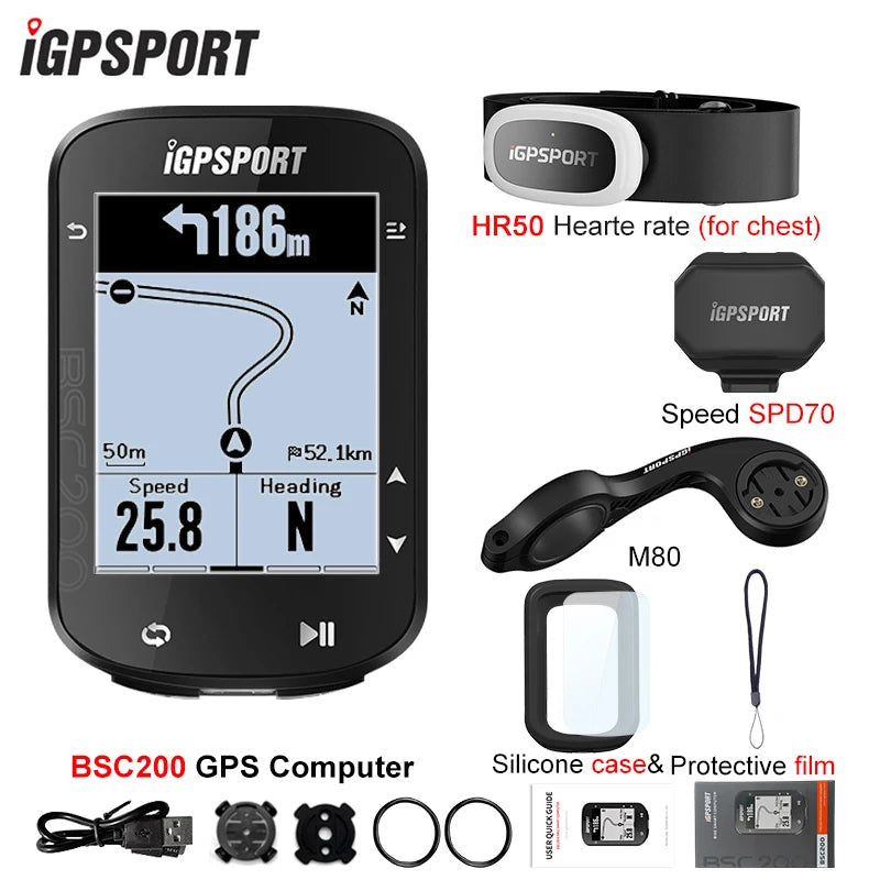 IGPSPORT BSC200 GPS Bicycle Computer Cycling Wireless Speedometer Route Navigation ANT+ Bluetooth 5.0 Accessories