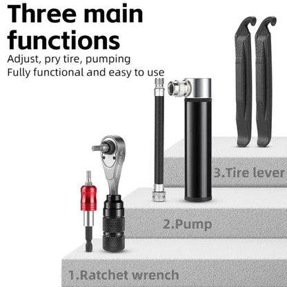 Portable Tool Bag Ratchet Wrench Kit Tire Lever Mini Pump