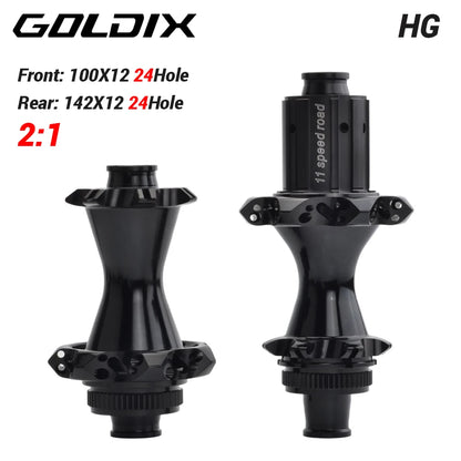 GOLDIX CX17 21H/24H  2:1 Center Lock Disc Brake Thru 142×121 100×12 for HG/XDR Road Bike Hub