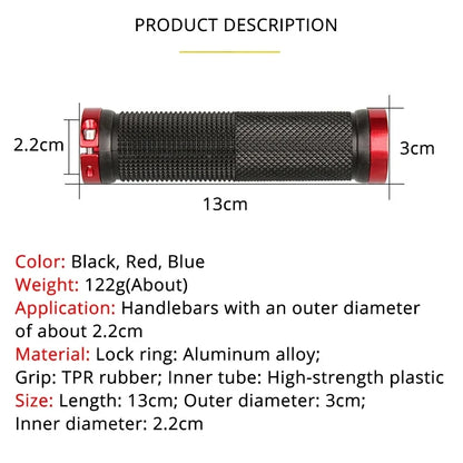Rubber Handlebar Grips MTB Alloy Bilateral Lock