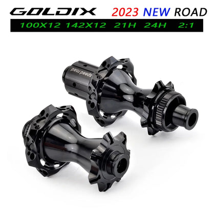 GOLDIX CX17 21H/24H  2:1 Center Lock Disc Brake Thru 142×121 100×12 for HG/XDR Road Bike Hub