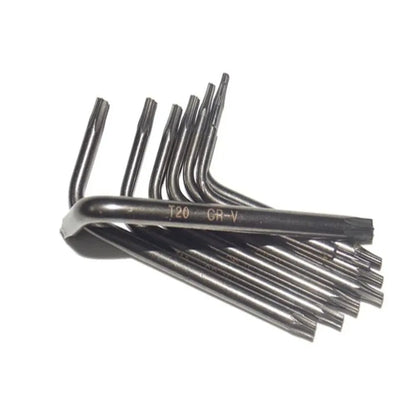 T5 T7 T8 T9 T15 T20 Hex Torx Wrench Set Portable Easy to Carry Hex Key Green High Hardness L Type Screwdriver Hand Tools