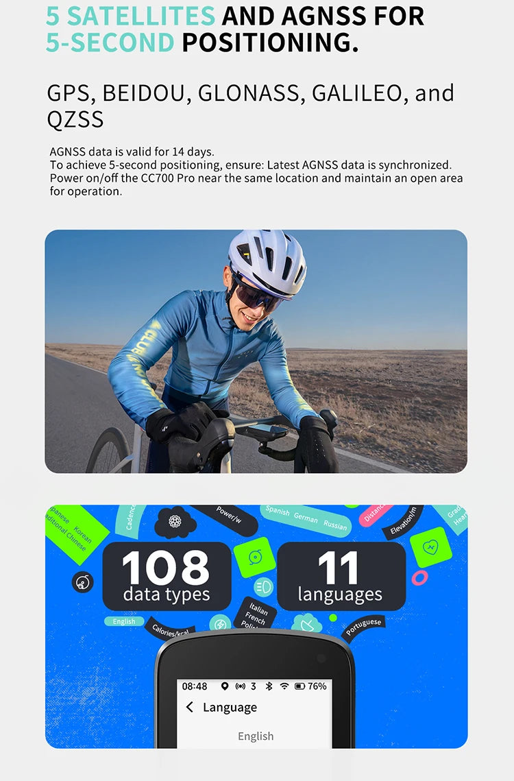 GEOID CC700 Pro Bicycle Computer 2.8-Inch Touchscreen GPS Bike Speedometer with Map Navigation