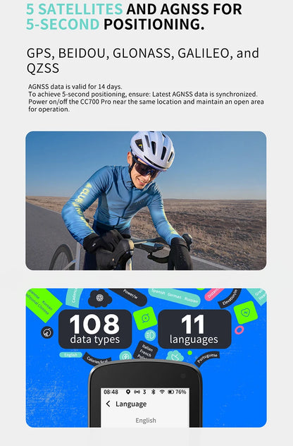 GEOID CC700 Pro Bicycle Computer 2.8-Inch Touchscreen GPS Bike Speedometer with Map Navigation