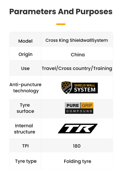 Cross King 27.5x2.0 29x2.0 MTB 29x2.3 Foldable Mountain Bike Tire 180TPI ShieldWall System Bicycle Folding Tyre Tubeless Ready