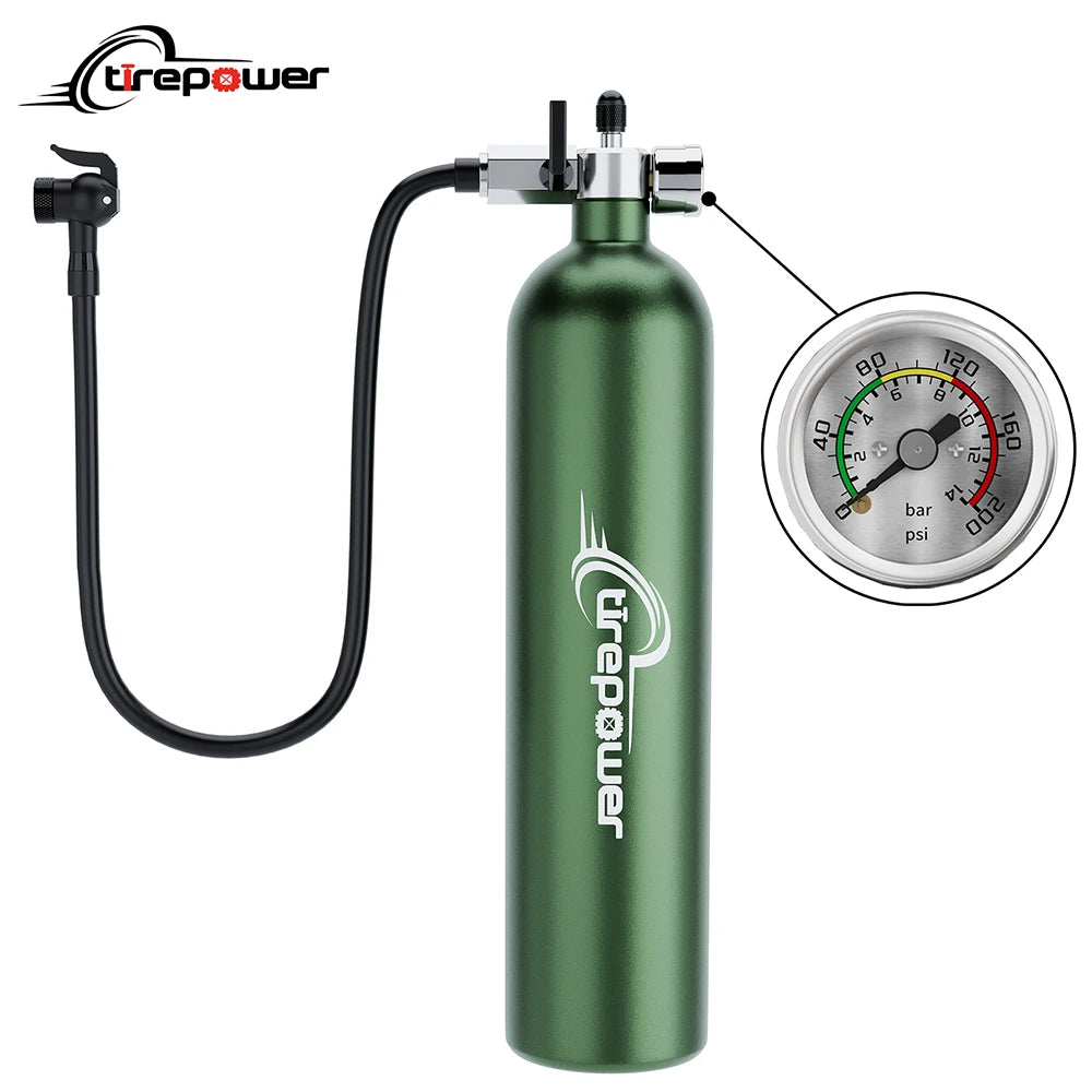 Tubeless Tire Inflator 1.2L Tubeless Bike Pump Max 200 PSI Tubeless Booster Compatible with Presta & Schrade Valves for Road MTB