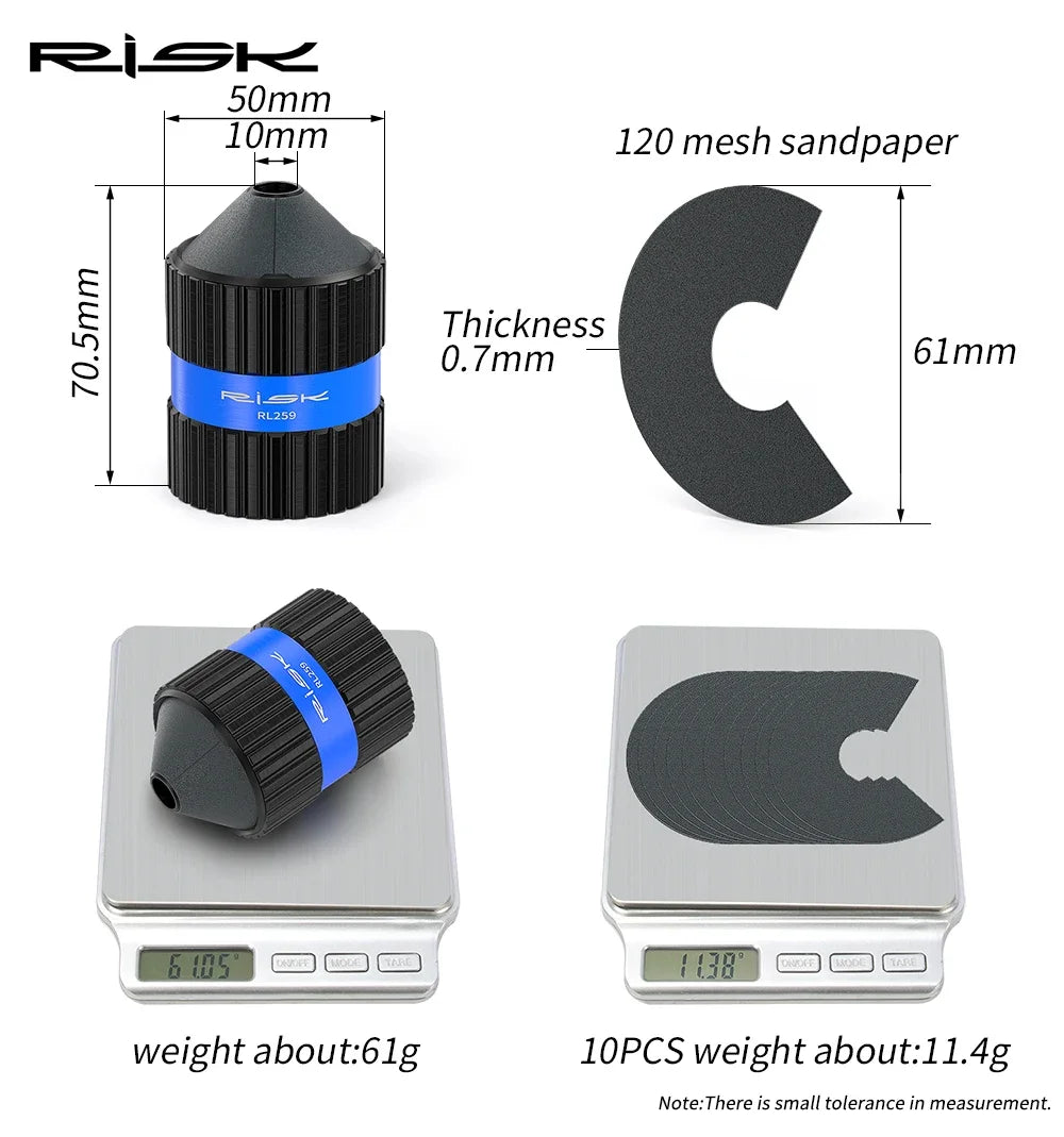 RISK Bicycle Fork Burr Charfer with Sandpaper Internal External Trimmer Bike Tube End Grinding Seatpost Grinder Chamfering Tools