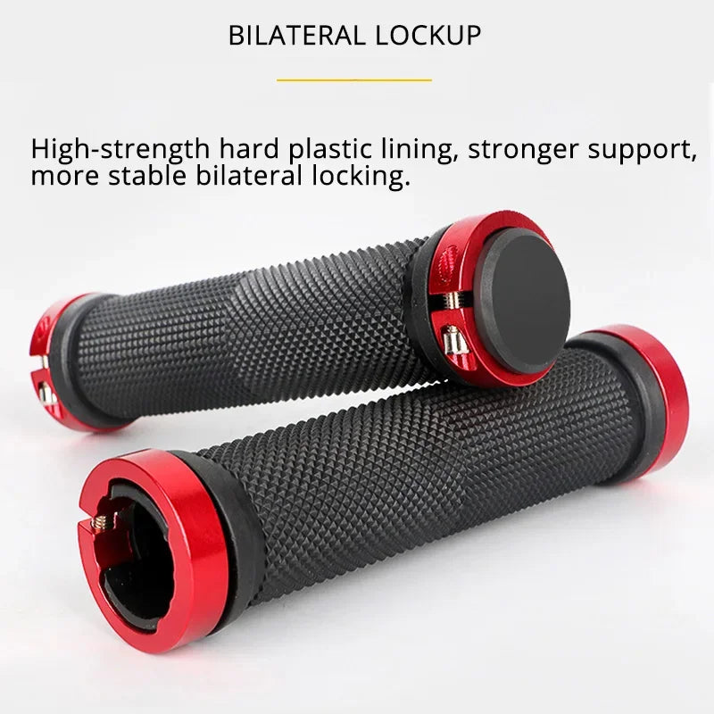 Rubber Handlebar Grips MTB Alloy Bilateral Lock