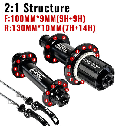ARC Road Bike Hubs Rim Brake 4 Pawls 48 Clicks Front 100 Rear 130MM  20 24 Holes Ultralight 280g 8-11S