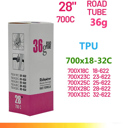 RideNow TPU Bike Inner Tube 700C 700x18 23 25 28 32 35 37 40 47C Road Bicycle Tire MTB Bike Camera 29x1.5 1.75 1.9 Pneu Aro