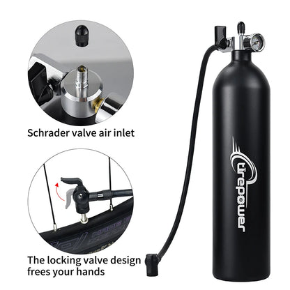 Tubeless Tire Inflator 1.2L Tubeless Bike Pump Max 200 PSI Tubeless Booster Compatible with Presta & Schrade Valves for Road MTB