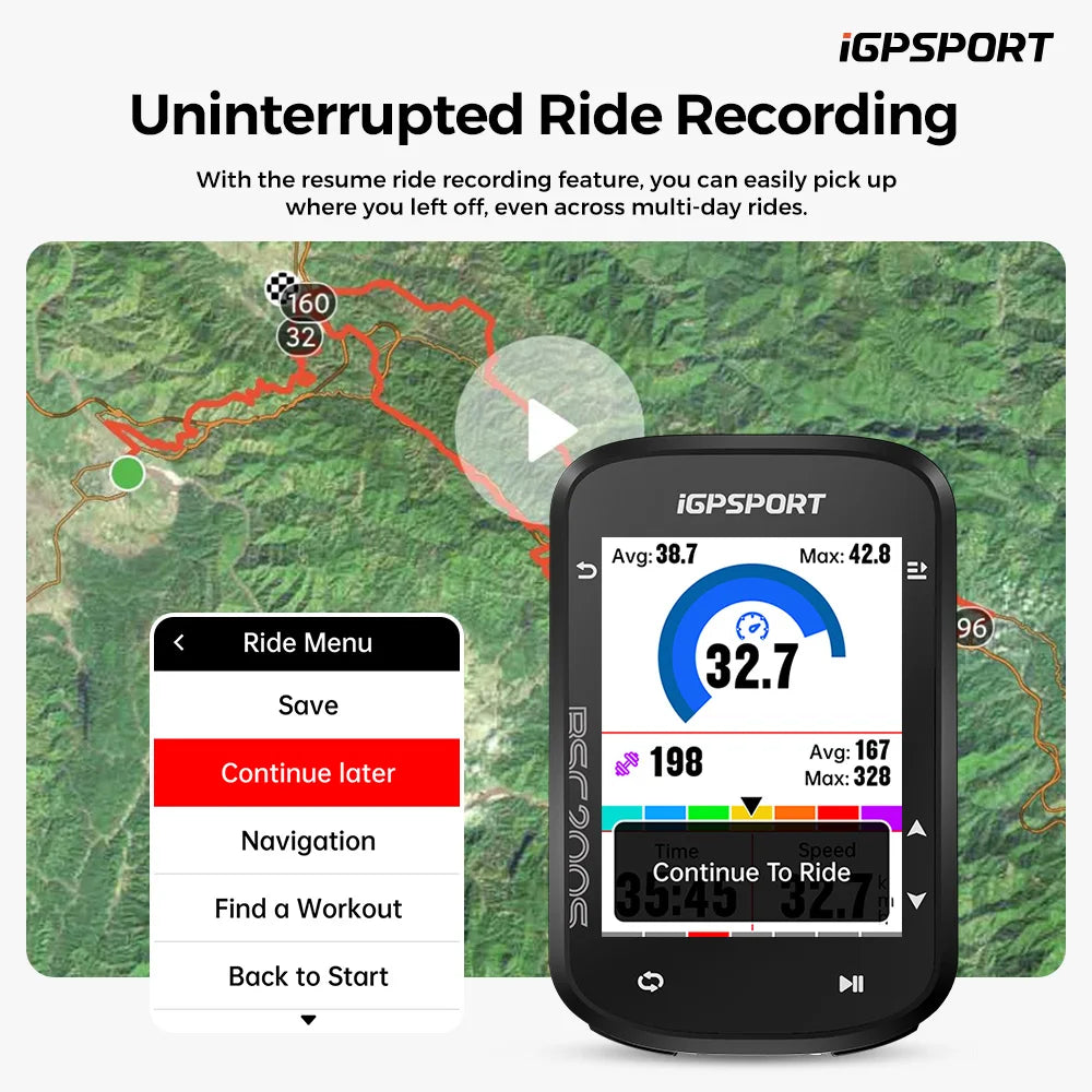 iGPSPORT BSC200S GPS Route Navigation Bike Computer Colorful Screen Wireless Speedometer Odometer Bluetooth Ant+