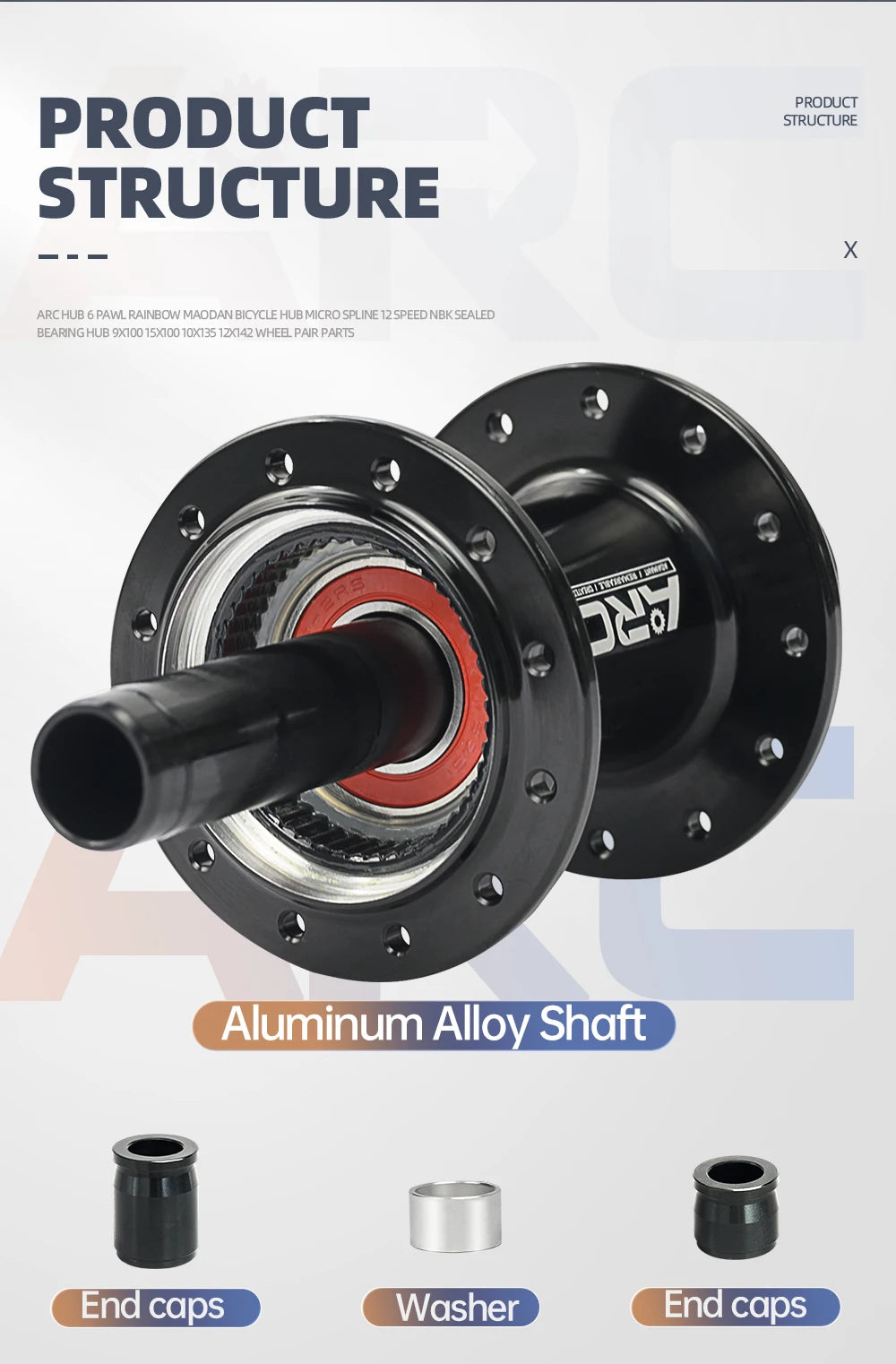 ARC Road Bike Hub Center Lock Disc Brake 6 Sealed Bearing Hub  4 Pawls 48 Clicks For HG XDR 8 9 10 11 12 Speed