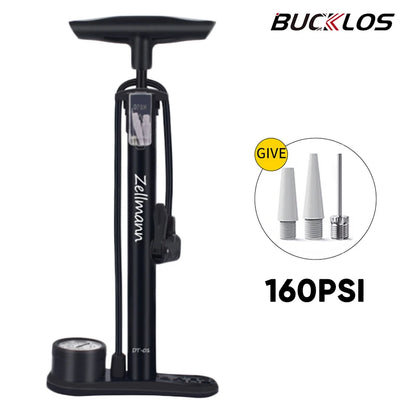 BUCKLOS Bicycle Pump 160PSI Air Pump with Pressure Gauge Schrader Presta Valve Adapter Hand Floor High Pressure Pump for Bicycle