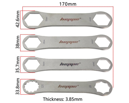 HEPPE Bike Fork Shoulder Wrench Bicycle Front Fork Repair Tool Fork Cap Spanner 8-12T/24/26/27/28/30/32mm for XCR XCT XCM ST RST